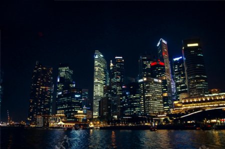 新加坡金融贸易区夜景图片