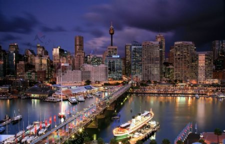澳大利亚悉尼海港夜景图片