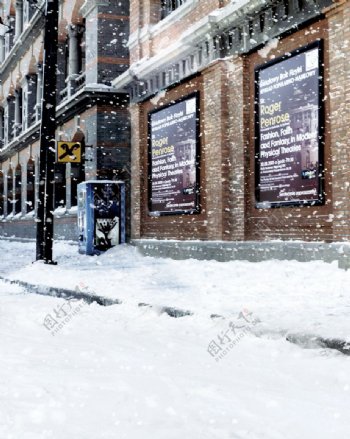浪漫街边雪景图片