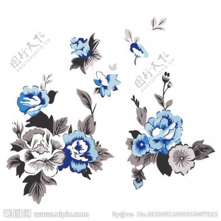 蓝色玫瑰花纹图片