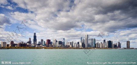 芝加哥市中心远眺图片