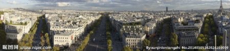 巴黎城区宽景图片