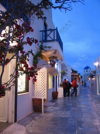 希腊圣托里尼岛夜色图片