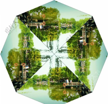 杭州西湖风景伞黄龙吐翠图片