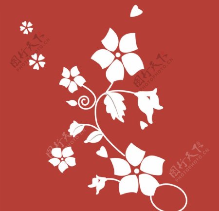 红底白花花纹图片