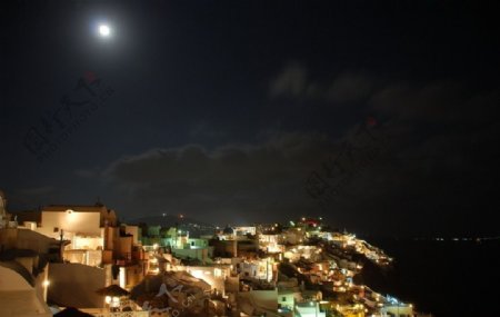 希腊圣岛明月当空图片