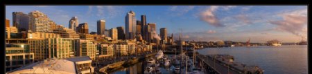美国西雅图冬日的午后城市美景图片