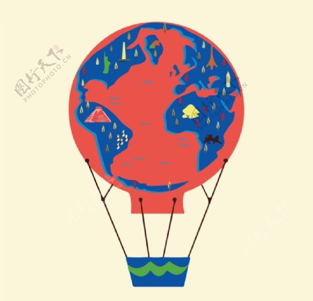 地球仪热气球图片