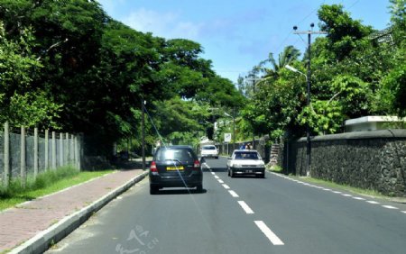 毛里求斯路易港通往度假村的道路图片