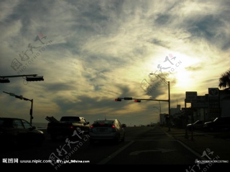 美国滨海公路夕阳图片