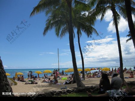 夏威夷海边泳场图片