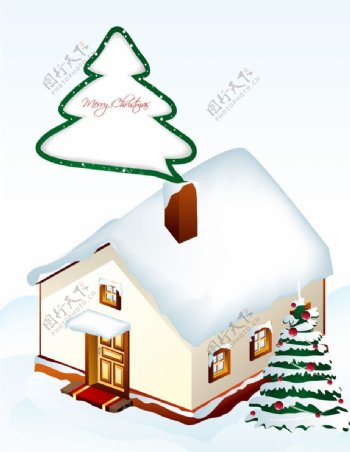 圣诞节圣诞树房屋图片