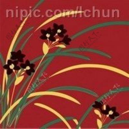 日本传统图案矢量素材85花卉植物图片