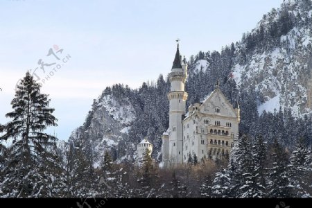 歐洲建築雪景图片