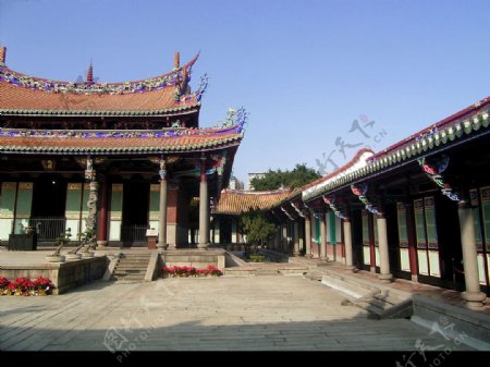 台北三級古蹟孔廟大成殿及右迴廊图片