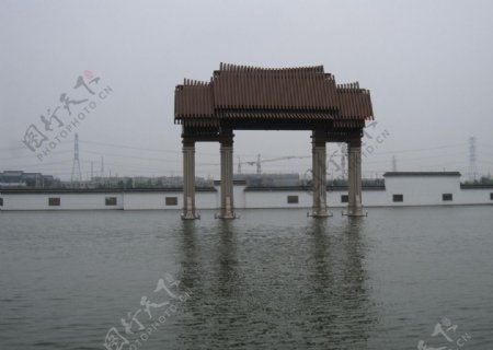松江广富林水中建筑图片