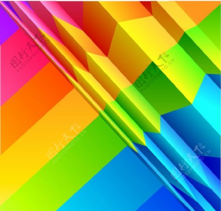 清新彩虹色折纸矢量素图片