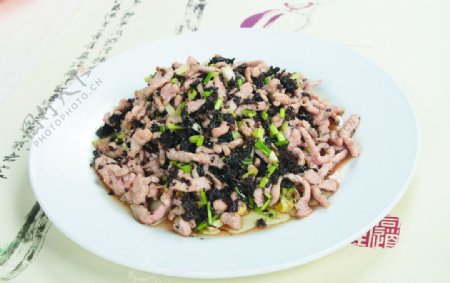 美食紫菜小炒肉丝中国菜式图片