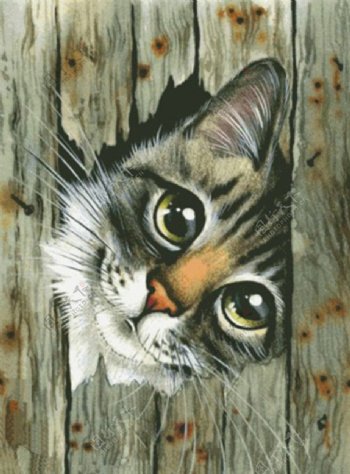 十字绣源文件树洞里的猫图纸图片