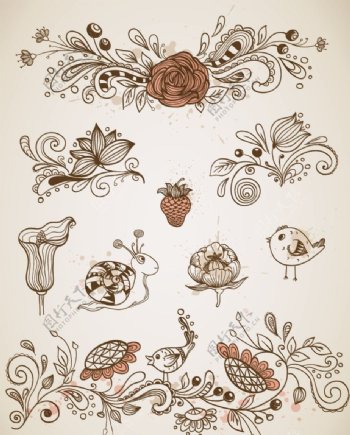 古典花纹花朵花卉装饰设计图片