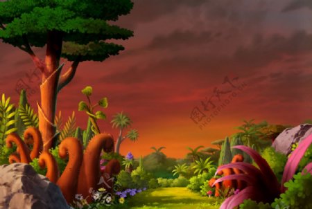 动画背景热带森林图片
