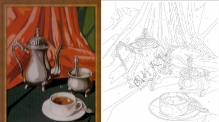 数字油画咖啡物语18色规格36X46CM图片
