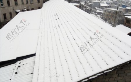 屋顶雪景图片