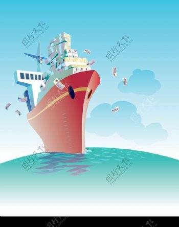 轮船主题商业插图矢量素材图片