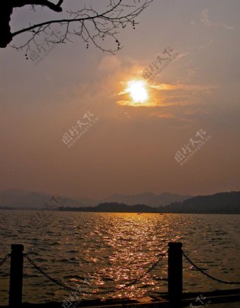 杭州西湖夕阳图片