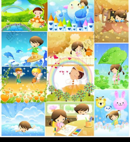 韩国卡通矢量素材HappyChildrenamp39sDAY快乐的儿童节11P图片