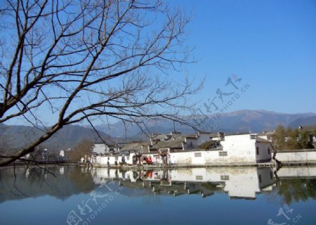 宏村人工湖图片