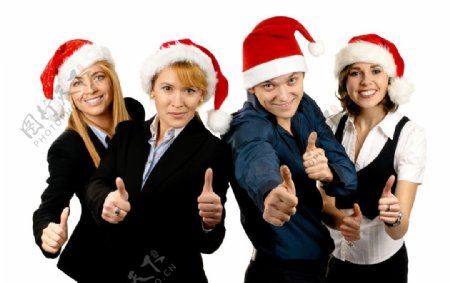 圣诞竖起大拇指的商务人物图片