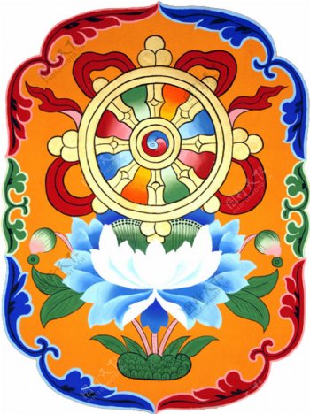 西藏吉祥八宝法轮图片