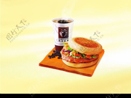 麦当劳汉堡咖啡图片
