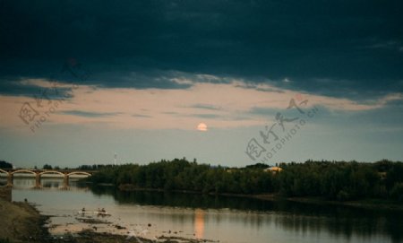 额尔齐斯河落日图片