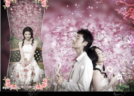 幸福花园跨页婚纱模板图片
