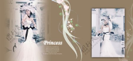 嗒利亚公主宽幅婚纱模版三图片