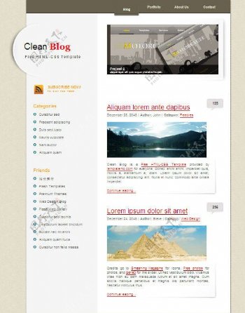 清洁博客CSS网页模板图片