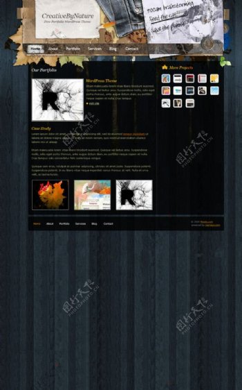 黑色CreativebyNature网站设计模板素材图片