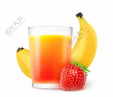 香蕉草莓果汁图片