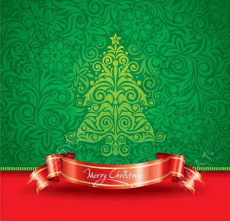 欧式花纹圣诞树图片