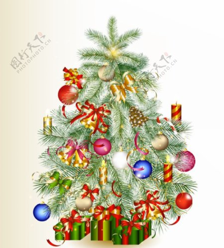 梦幻圣诞节卡片圣诞树背景图片