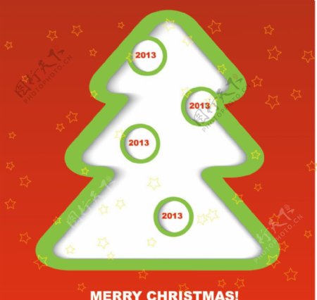 剪纸圣诞树标签图片