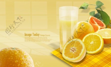 柠檬水果背景素材图片