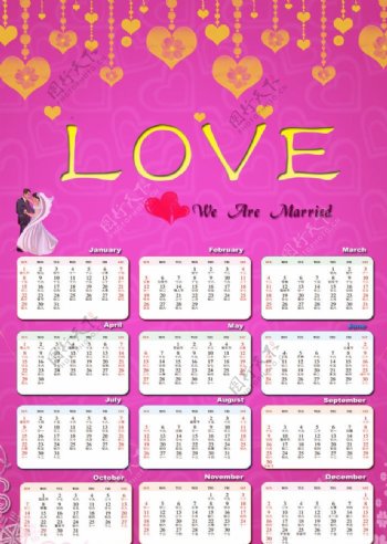 紫色婚礼日历图片