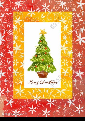 圣诞树花纹PSD分层模板图片