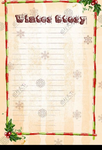 圣诞节花纹信纸设计PSD分层素材图片
