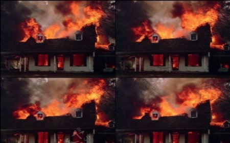 熊熊大火燃烧房子图片