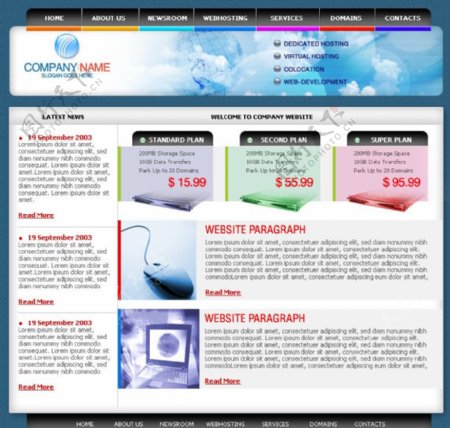 欧美网络服务七彩色网站模板图片
