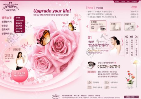粉色时尚美女网站模板图片